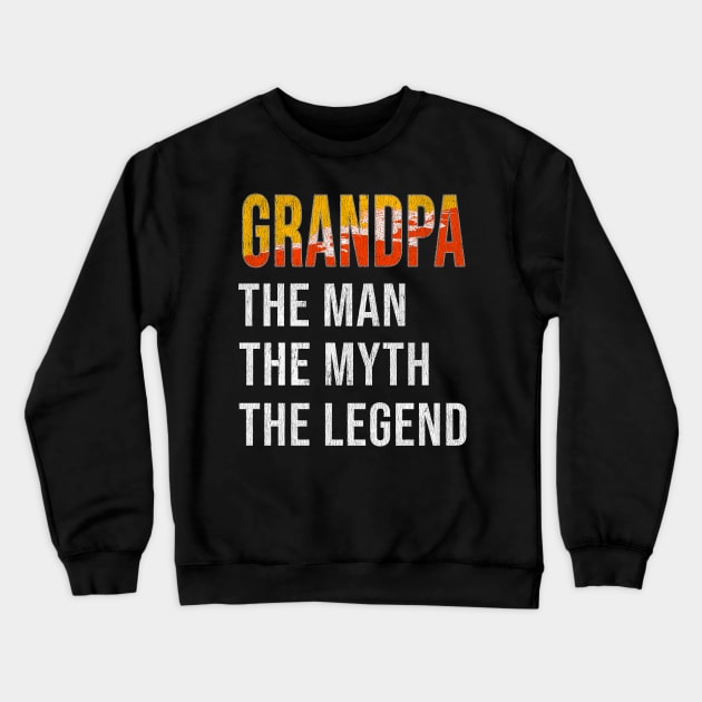 Grand Father Bhutanese Grandpa The Man The Myth The Legend - Gift for Bhutanese Dad With Roots From  Bhutan Crewneck Sweatshirt by Country Flags